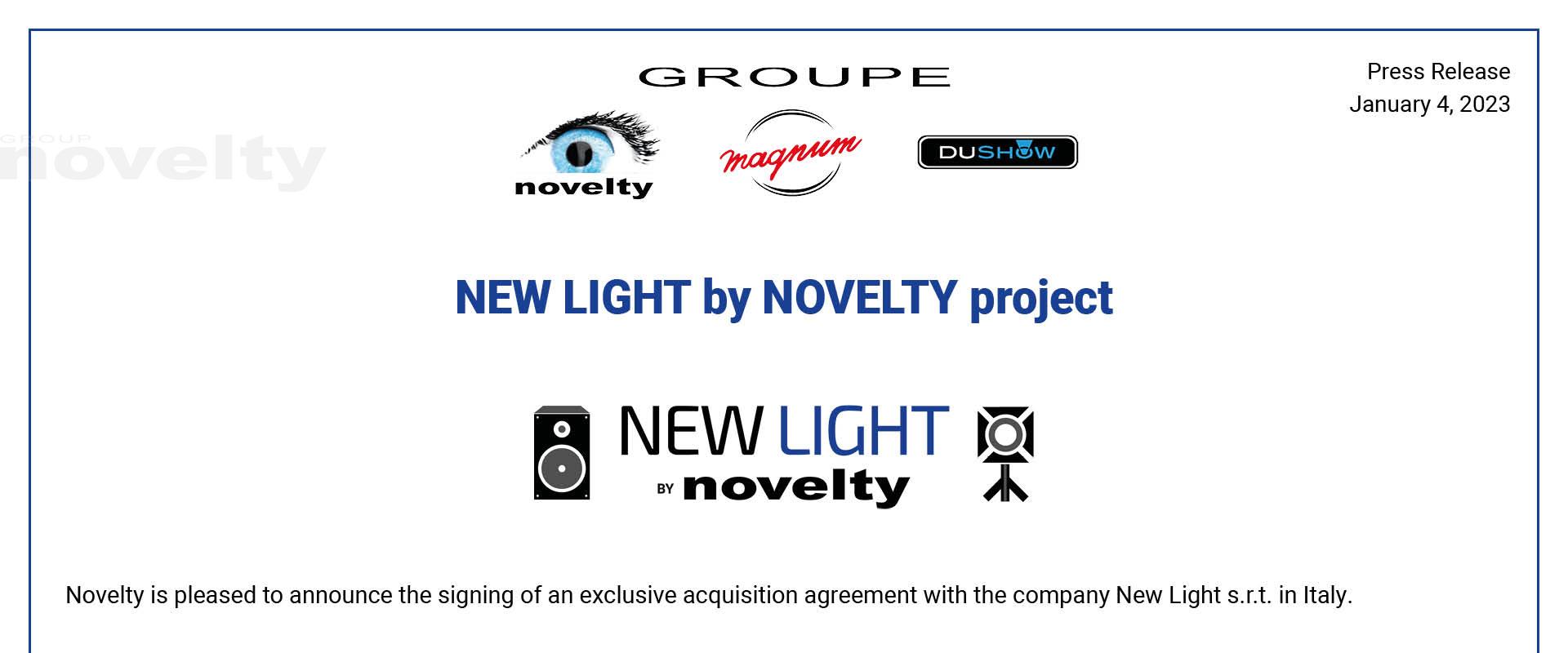 Visuel New Light by Novelty Project